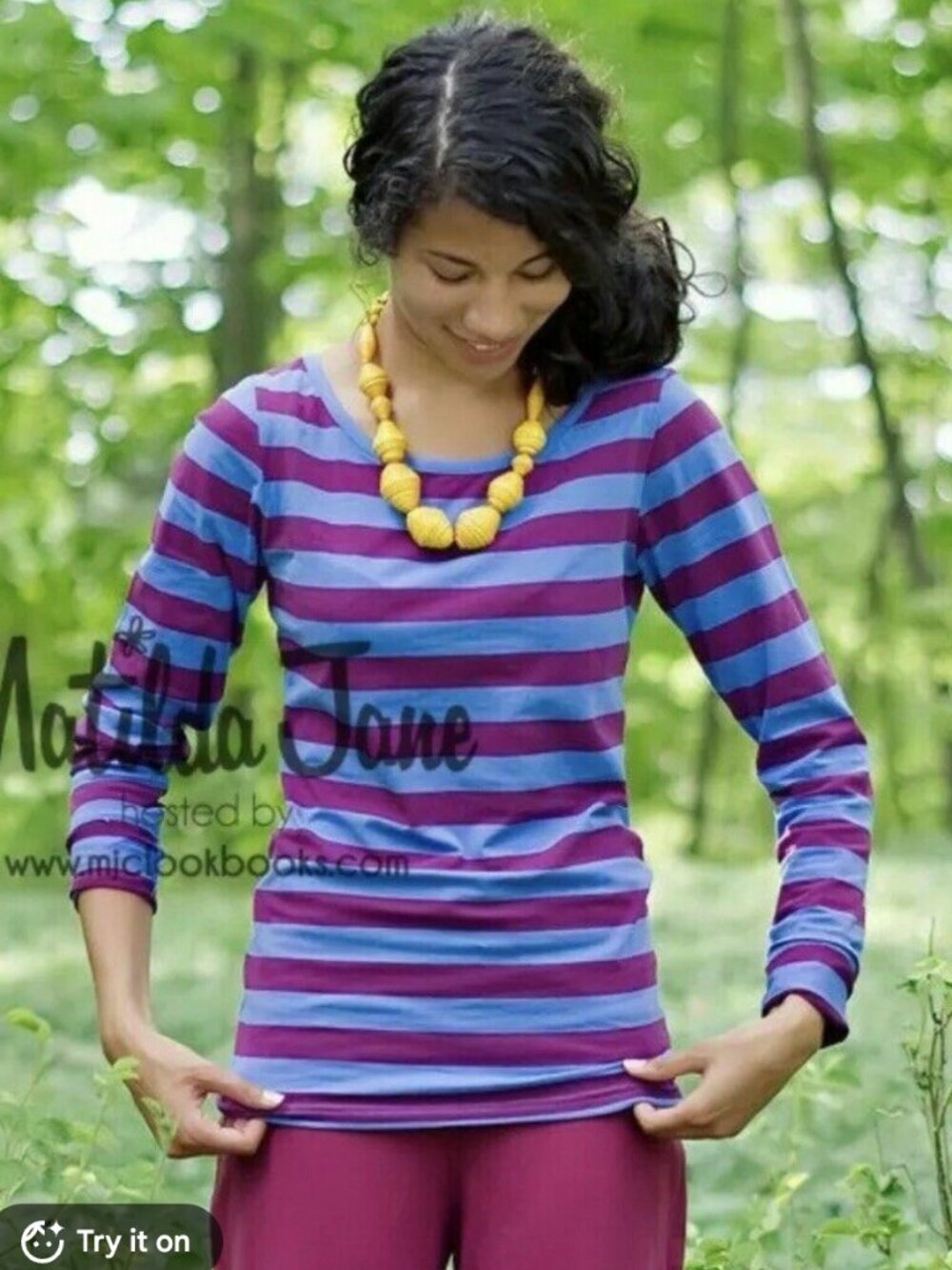 *Matilda Jane* Character Counts Rugby Blue/Purple Striped L/S Top - Small